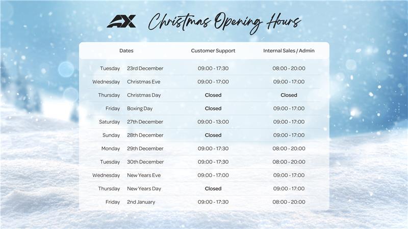 AX Festive Opening Times - 2025